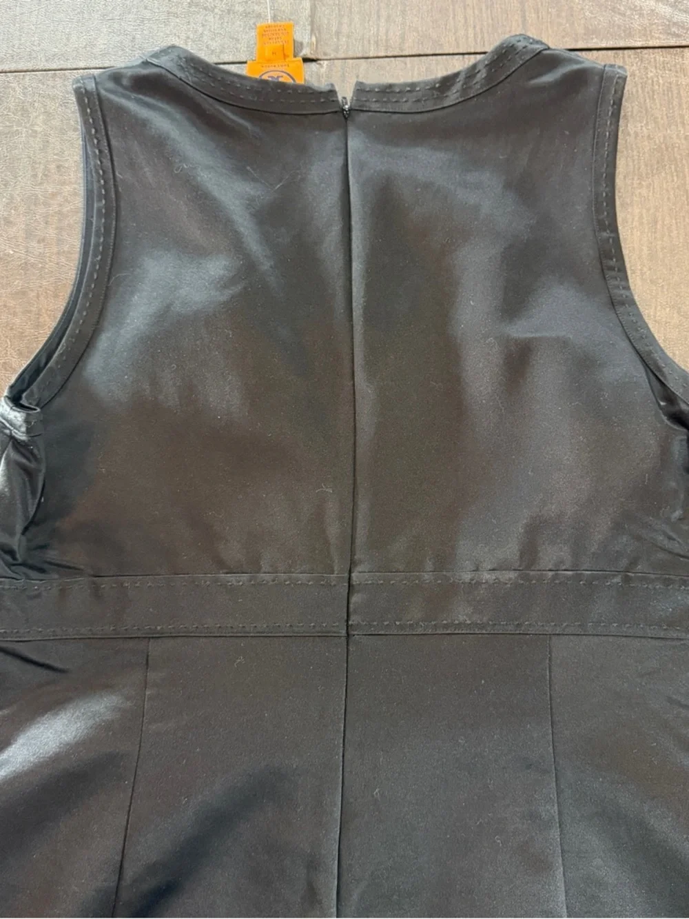 Tory Burch Black Sleeveless Satin Fitted Caroline Dress Sz 14 NWT